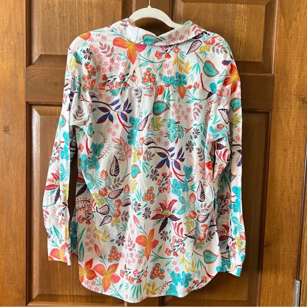 Talbots Lush Floral Cotton Button Front Shirt, Size 1X - Picture 8 of 12